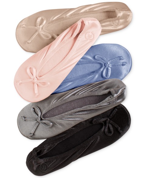 Женские Isotoner Signature Women's Satin Ballerina Slippers with Bow