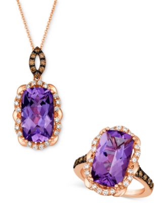 Le Vian Grape Amethyst Diamond Pendant Necklace Statement Ring Collection In 14k Rose Gold In K Strawberry Gold Pendant