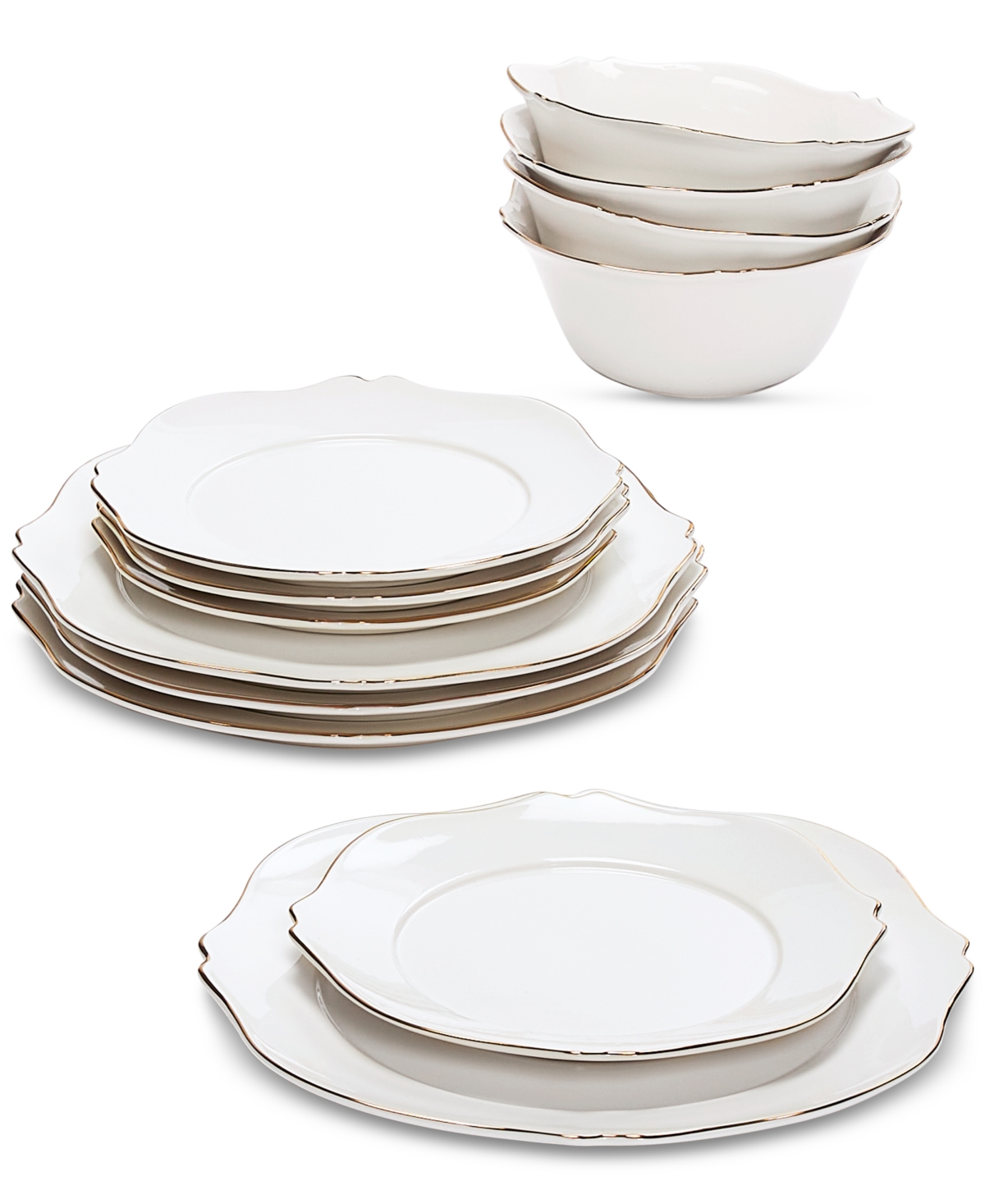 Gilded 12-Pc. Dinnerware Set, Service for 4 Created for Macy's - Gold