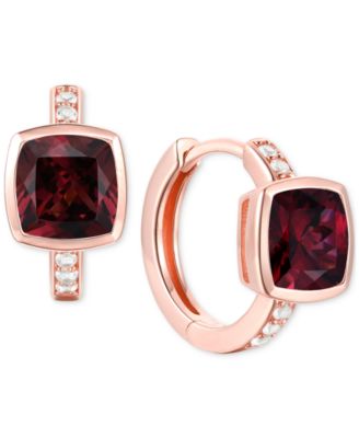 2-Pc. Set Garnet: (4-1/6 ct. t.w.) & Lab-Grown White Sapphire (1/20 ct. t.w.) Pendant Necklace & Matching Small Hoop Earrings in Gold-Plated Sterling Silver (Also in Blue Topaz, Lab-Grown Morganite, & Amethyst)