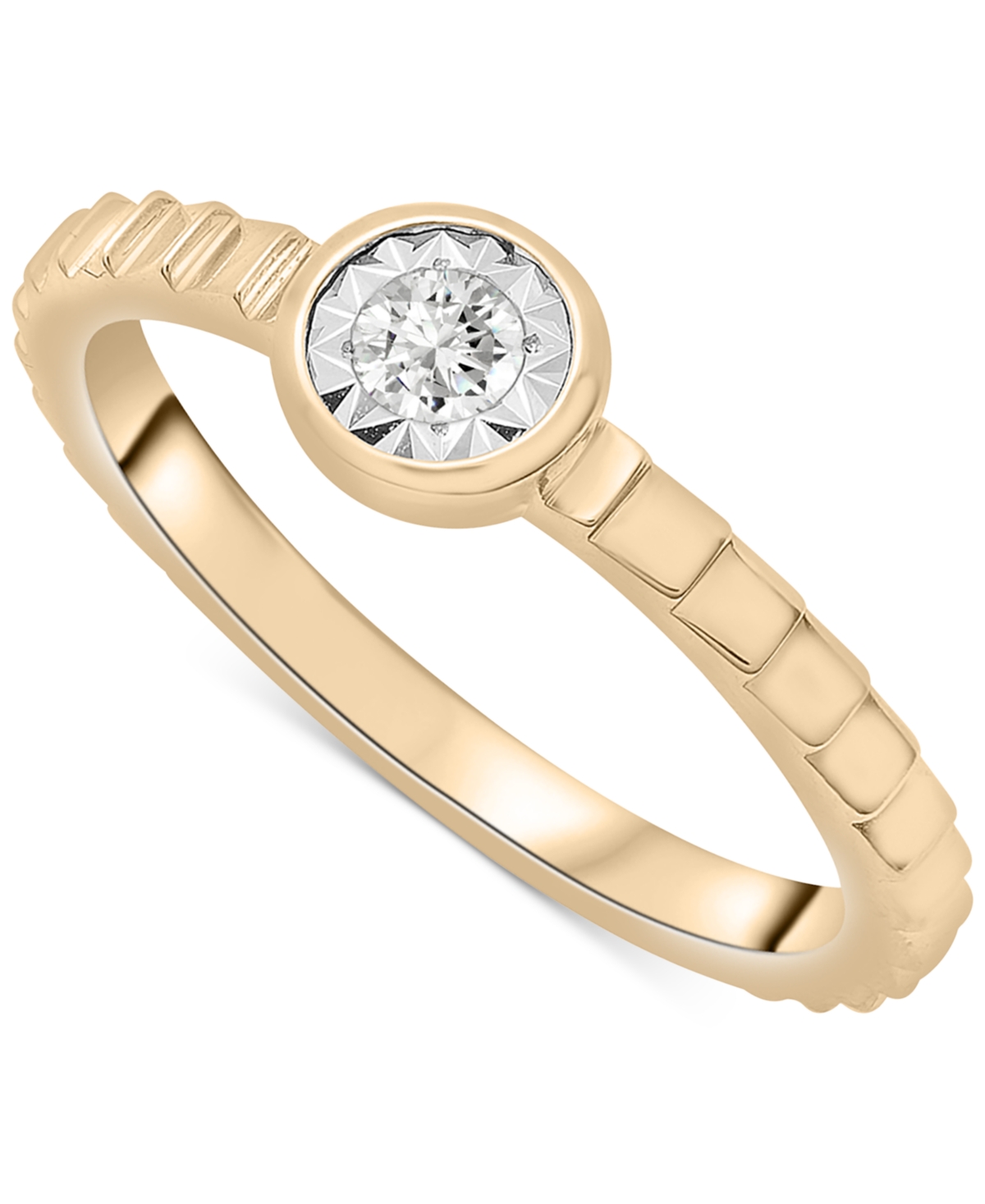 Diamond Miracle-Plate Textured Ring (1/10 ct. t.w.) in Gold Vermeil, Created for Macy's - Gold Vermeil