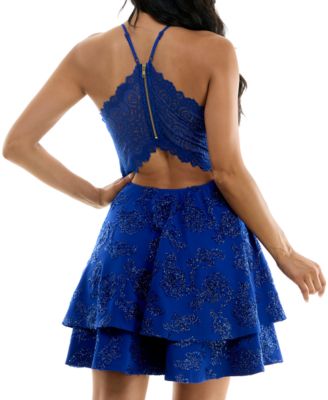 Juniors' Lace-Back Fit & Flare Dress