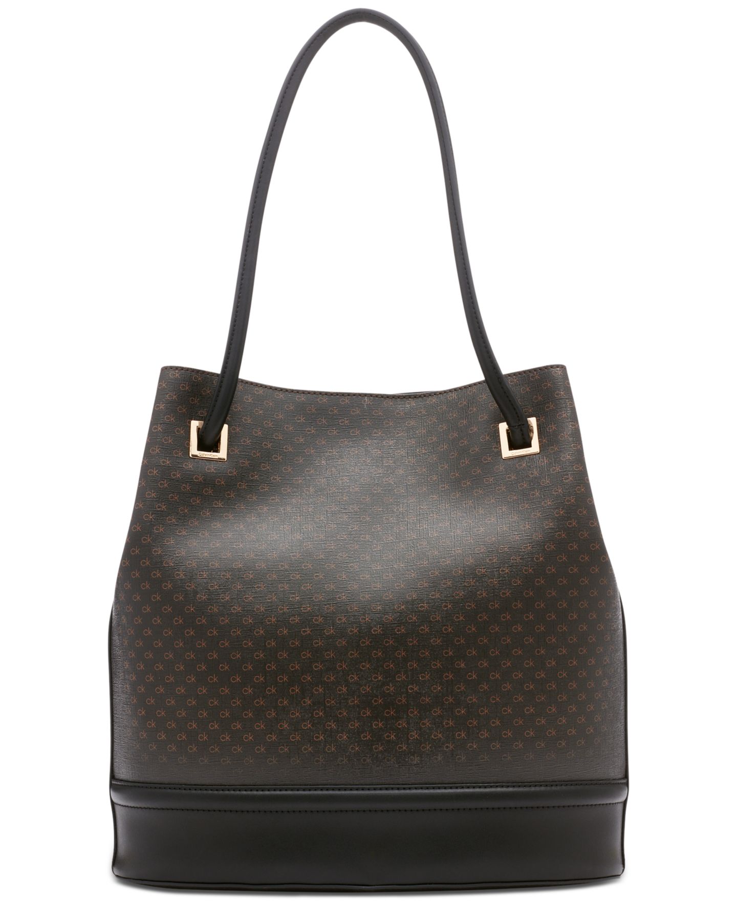 Женская сумка Calvin Klein Ash Signature Tote with Magnetic Snap, цвет: Коричневый хаки / Чёрный — фото 2