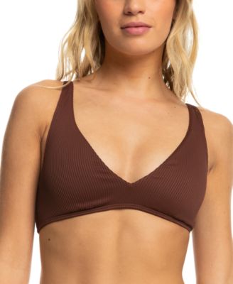 Roxy - Juniors' Ribbed Love The Oceana V-Neck Bikini Top