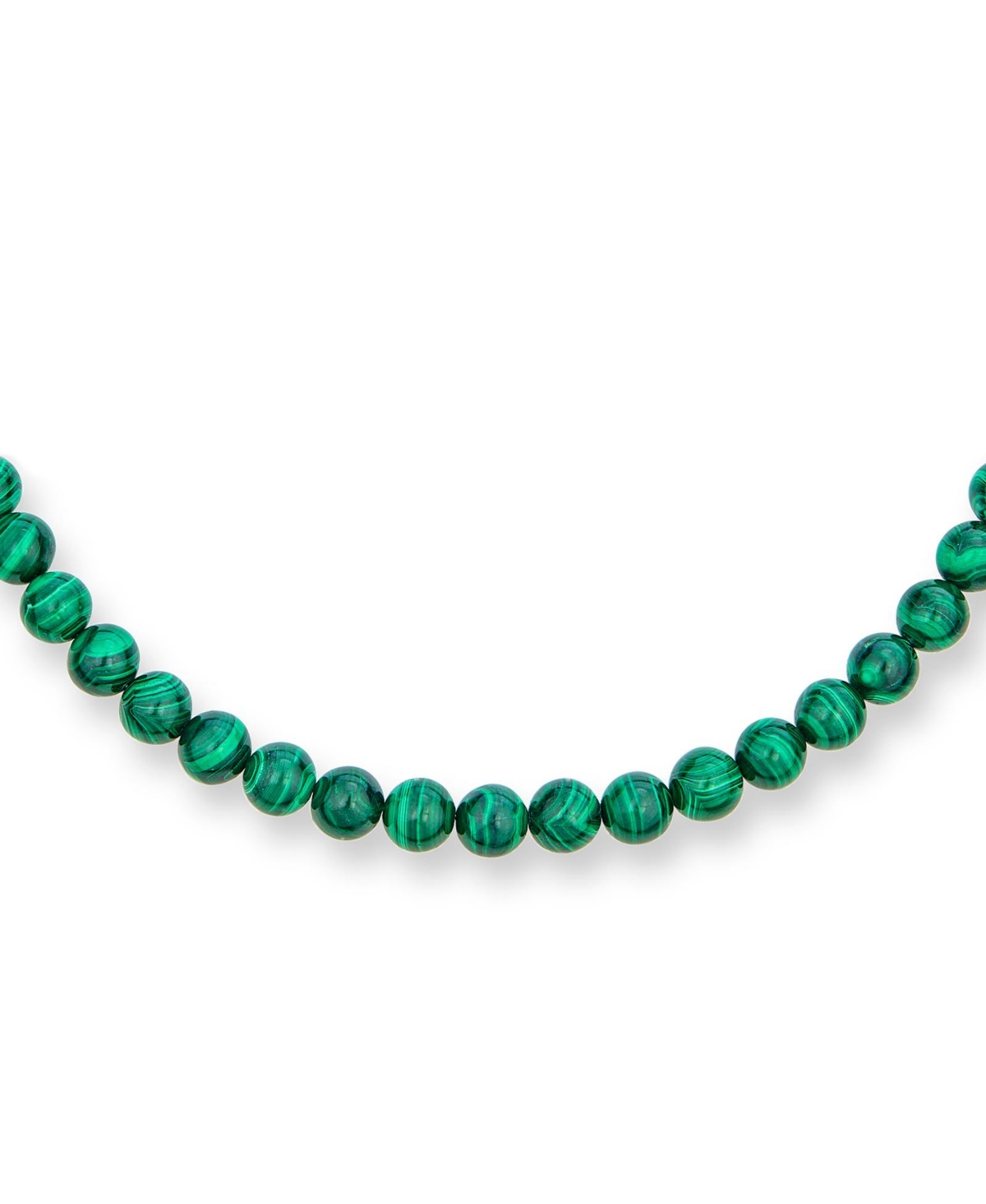 Bling Jewelry Plain Simple Dark Forrest Green Imitation Synthetic Malachite Round 10MM Bead Strand Necklace For Women Silver Plated Clasp - Green mala