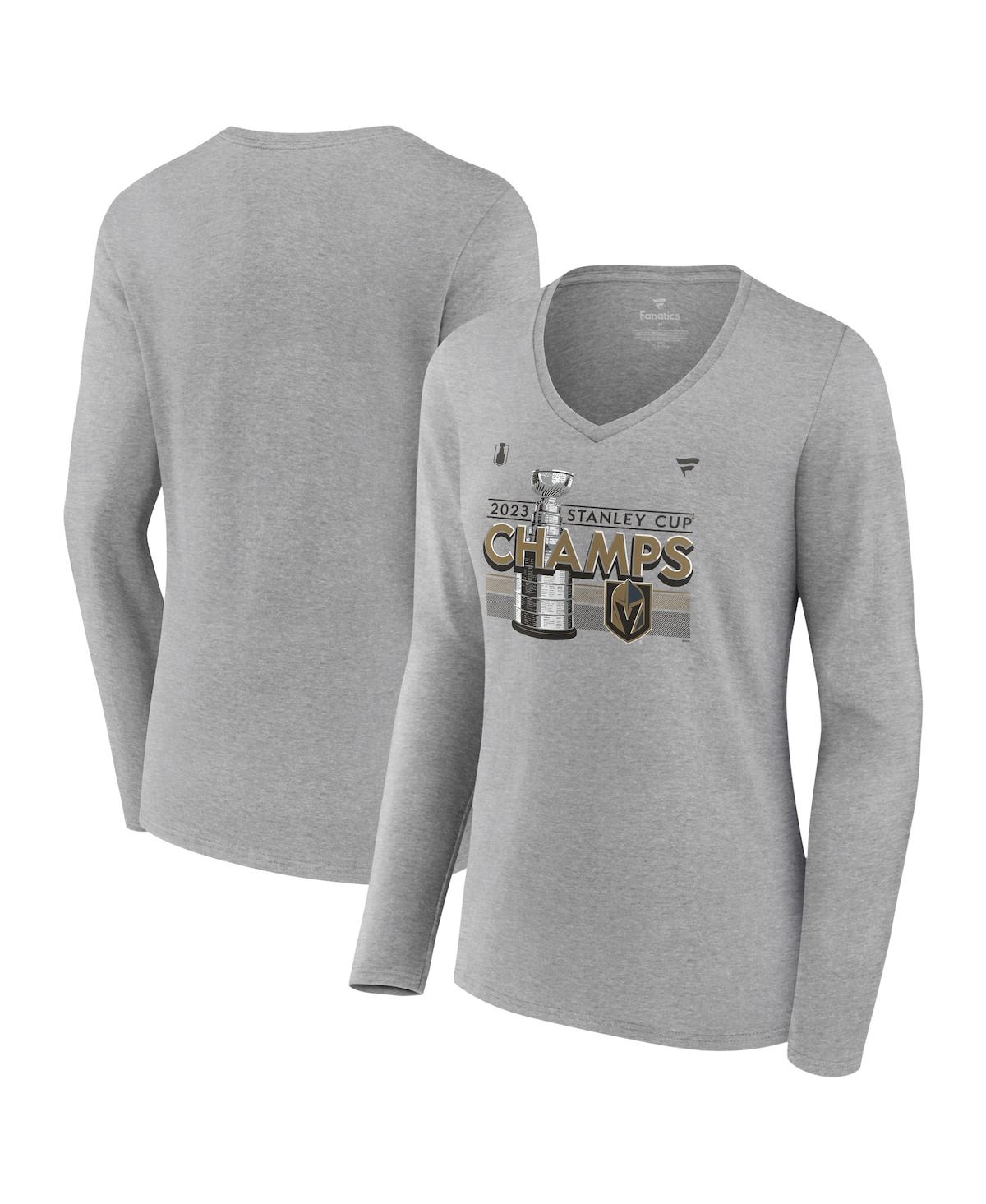 Fanatics Women's  Heather Gray Vegas Golden Knights 2023 Stanley Cup Champions Locker Room Long Sleev In Heather Gray