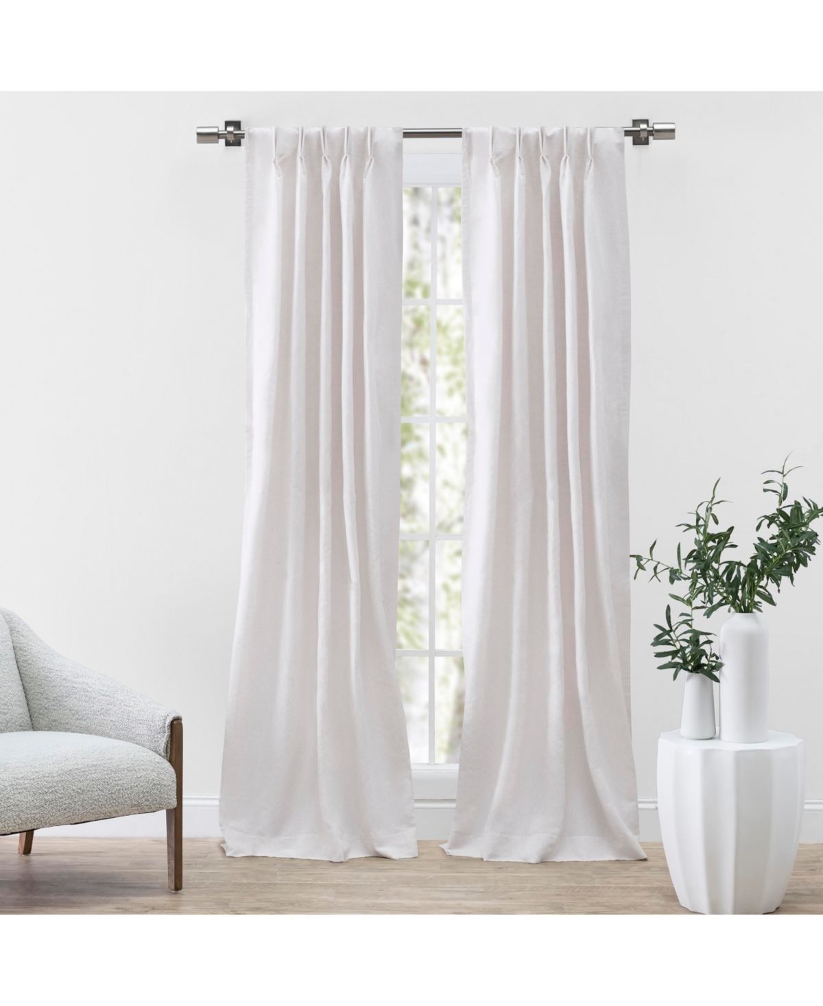 Serene Pinch Pleat Curtain Pair with Back Tabs 56"W x 108"L - Oatmeal