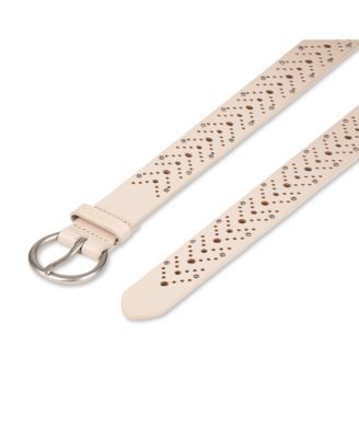 Women's Studded Fully Adjustable Perforated Leather Belt