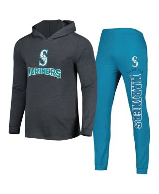 Men's Heather Aqua, Heather Charcoal Seattle Mariners Meter Hoodie and Joggers Set