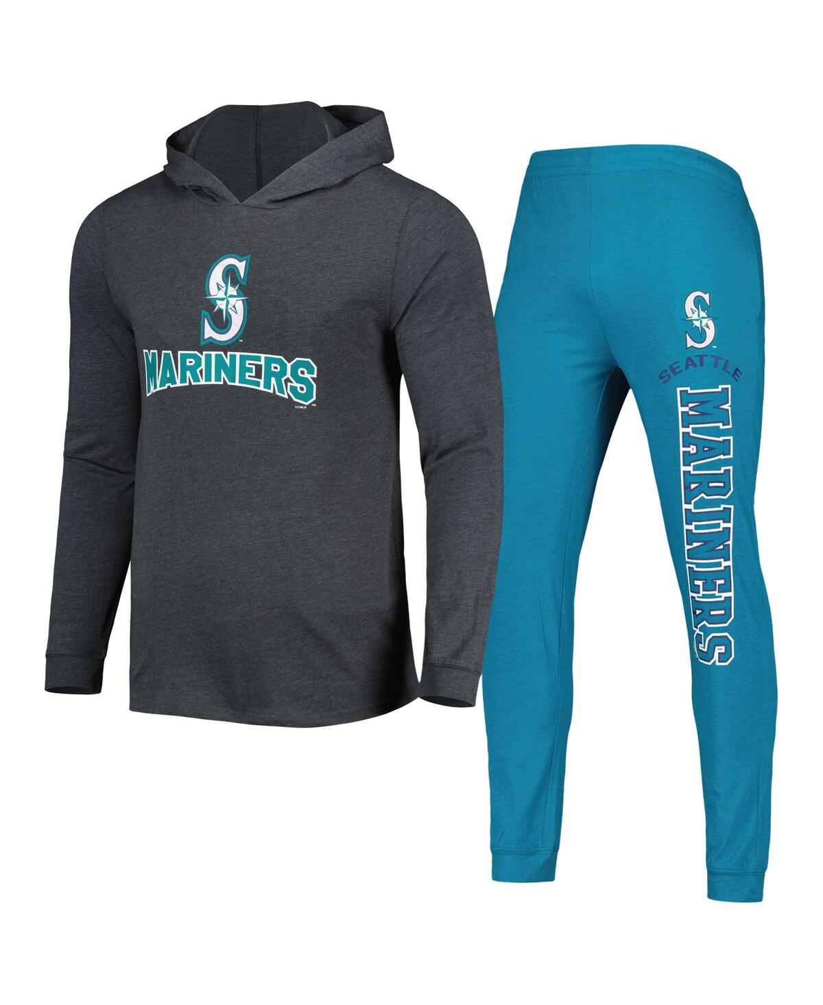 Shop Concepts Sport Men's  Heather Aqua, Heather Charcoal Seattle Mariners Meter Hoodie And Joggers Set In Heather Aqua,heather Charcoal