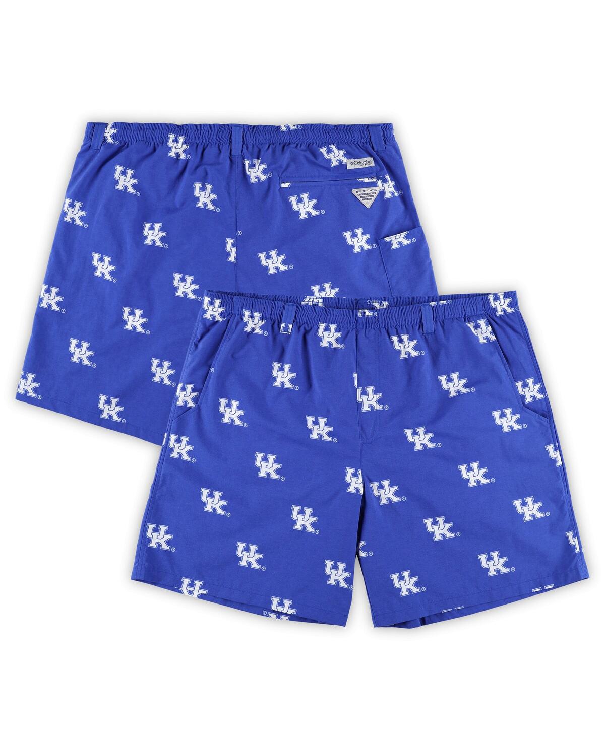 COLUMBIA MEN'S COLUMBIA ROYAL KENTUCKY WILDCATS BIG AND TALL BACKCAST II ALLOVER PRINT LOGO OMNI-SHADE SHORTS 