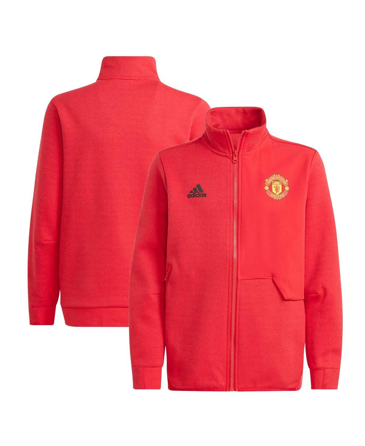 Shop Adidas Originals Big Boys Adidas Red Manchester United Anthem Full-zip Jacket