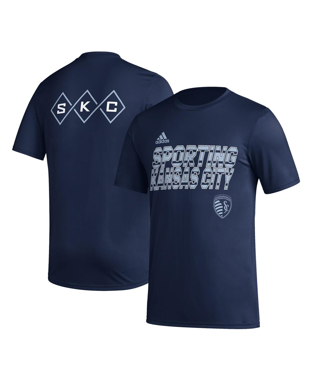 Shop Adidas Originals Men's Adidas Navy Sporting Kansas City Team Jersey Hook Aeroready T-shirt