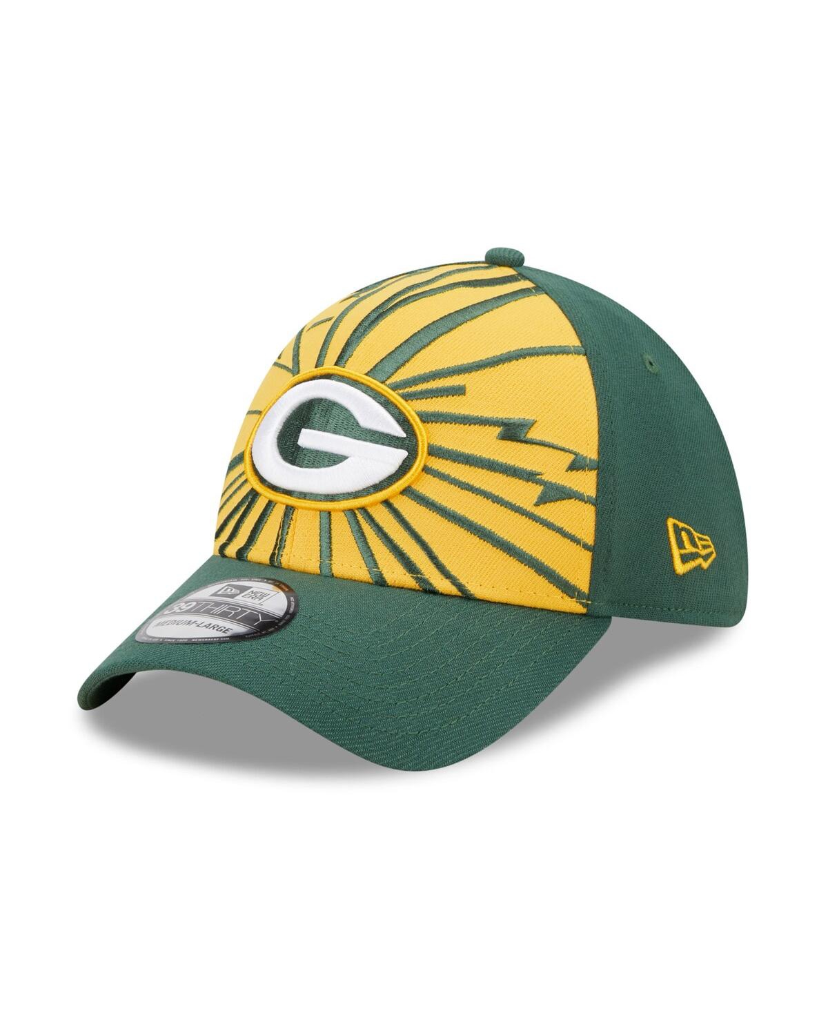 Shop New Era Men's  Green, Gold Green Bay Packers Shattered 39thirty Flex Hat In Green,gold
