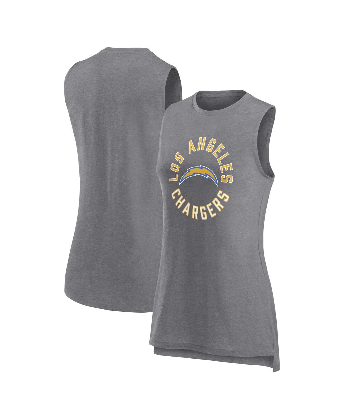 Fanatics Women's  Heather Gray Los Angeles Chargers What Goes Around Tank Top