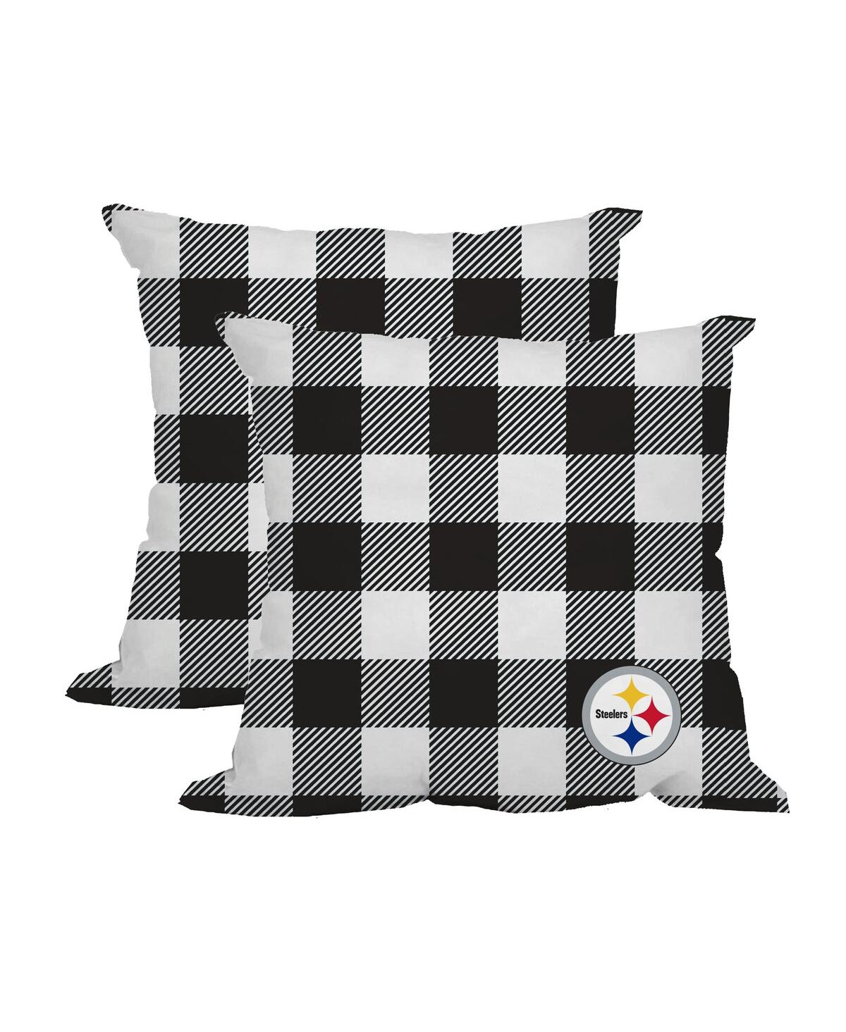 Logo Brands Pittsburgh Steelers 2-pack Buffalo Check Plaid Outdoor Pillow Set In Multi