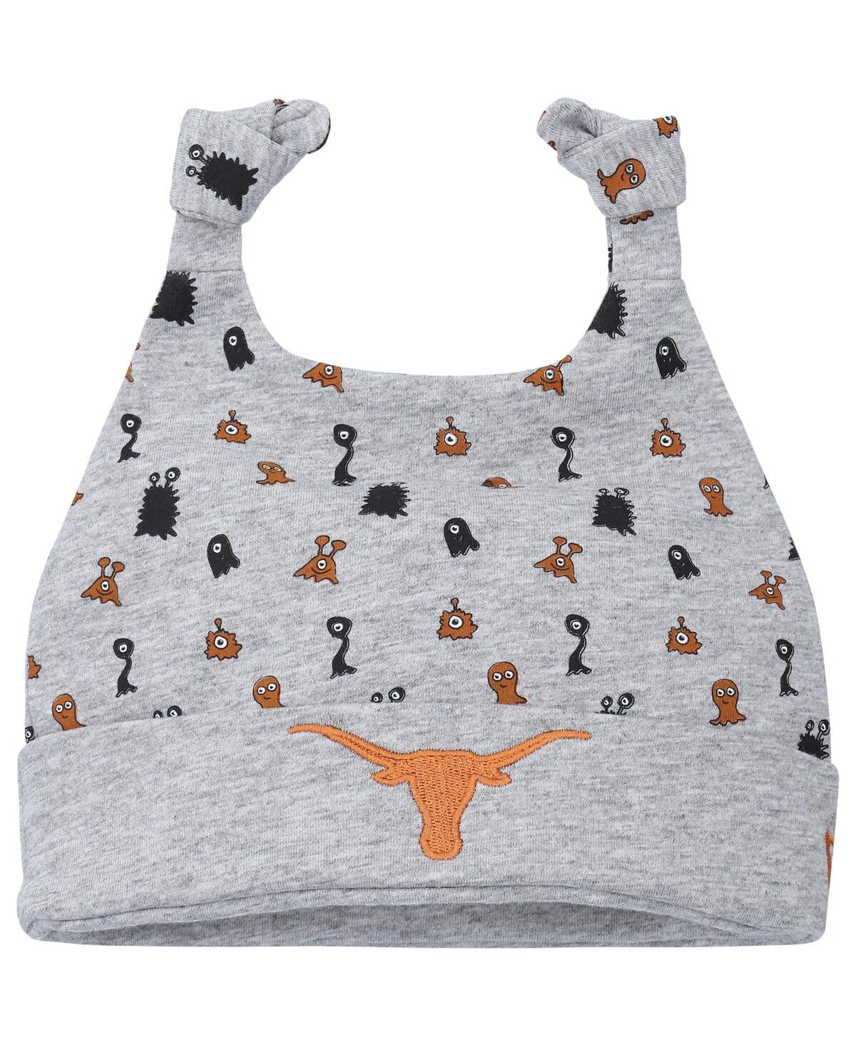 New Era Babies' Newborn And Infant Boys And Girls  Heather Gray Texas Longhorns Critter Cuffed Knit Hat