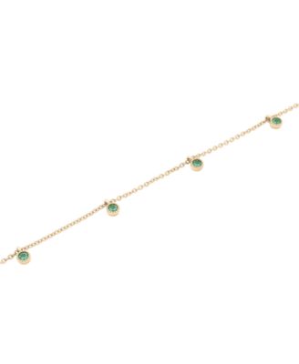 Lab-Grown Emerald Dangle Bezel Ankle Bracelet (1/5 ct. t.w.) in 14k Gold-Plated Sterling Silver