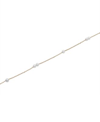 Cultured Freshwater Pearl (3mm) Station Anklet Bracelet