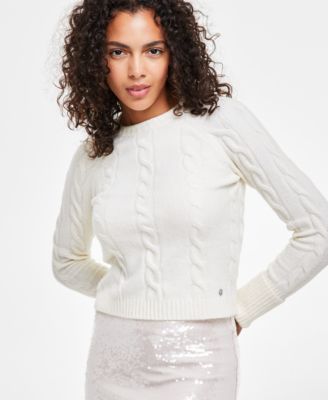 GUESS - Women's Denise Long-Sleeve Cable-Knit Sweater