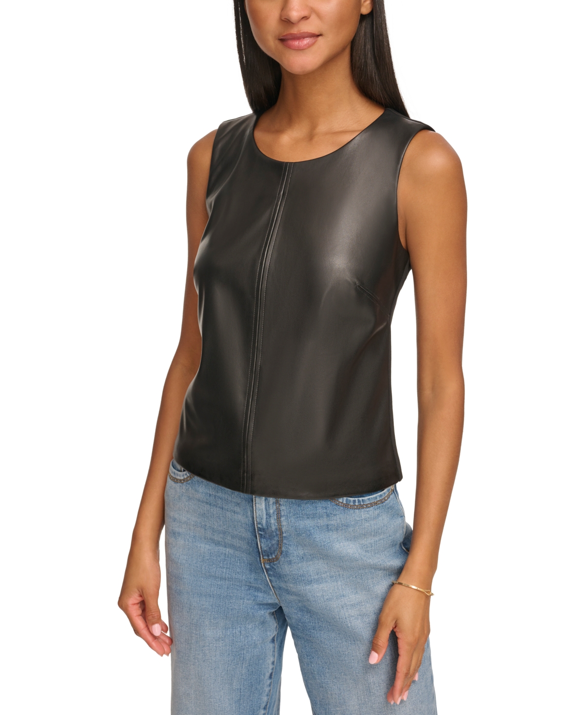 Faux leather tank top womens sales