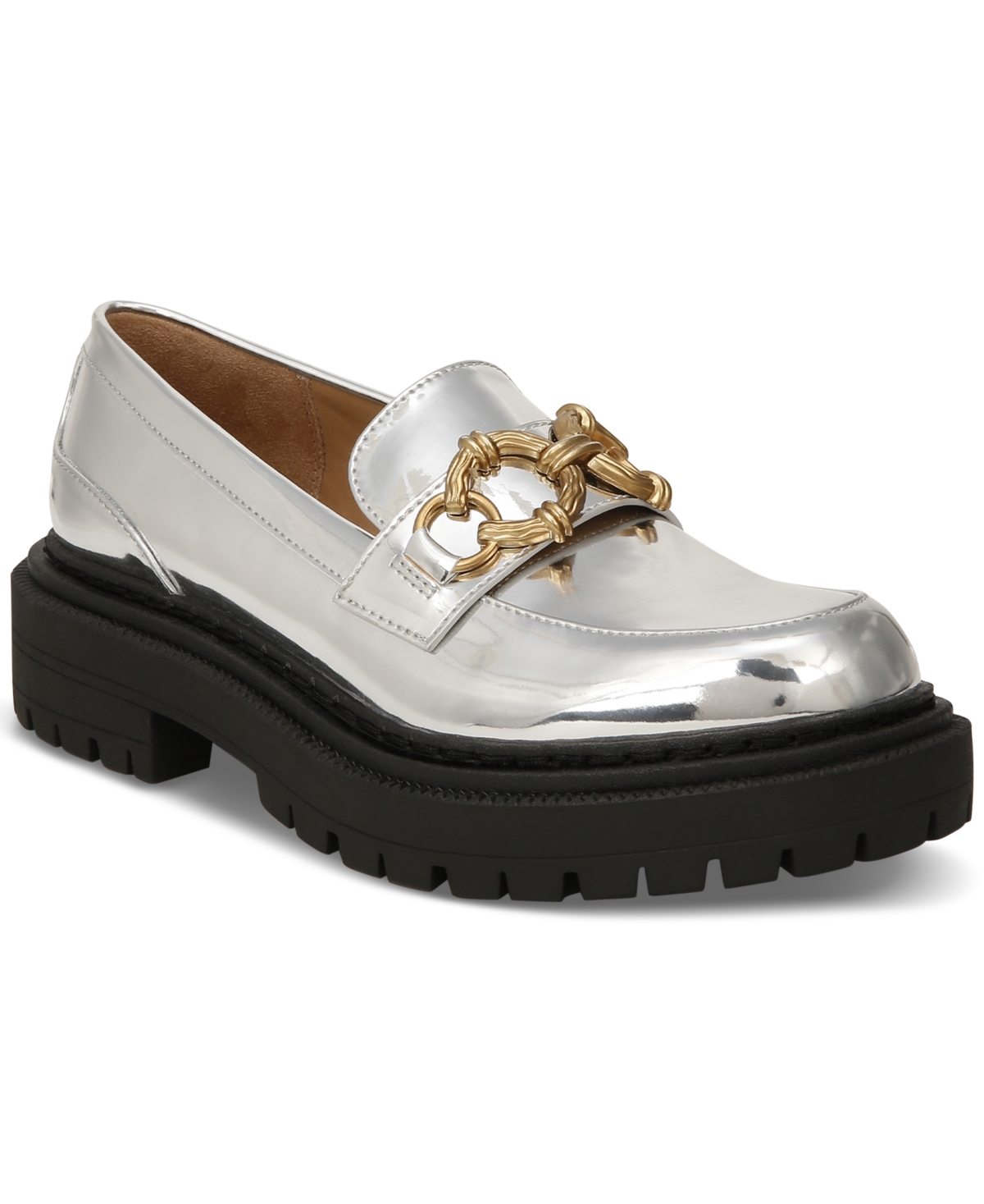 Circus Ny Women's Ella Lug Sole Tailored Chain Platform Lug Sole Loafers In Silver
