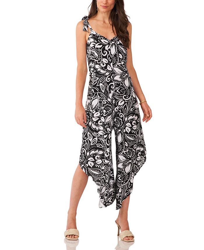 Vince Camuto Women s Printed Tie Shoulder Jumpsuit Macy s