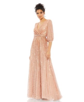 【Mac Duggal】Sequined Wrap Over 3/4 Sleeve Gown 関税送料込 Mac Duggal Women's Sequined Wrap Over 3/4 Sleeve Gown - Macy's