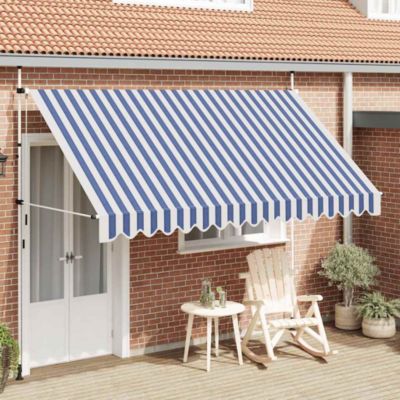 Retractable Awning Blue and white stripes