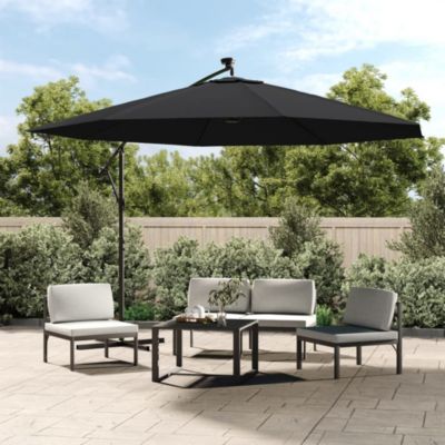 Cantilever Garden Parasol with LED Lights Black 137.8"