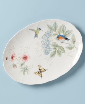 Butterfly Meadow Flutter Bluebird Oval Platter, 16"