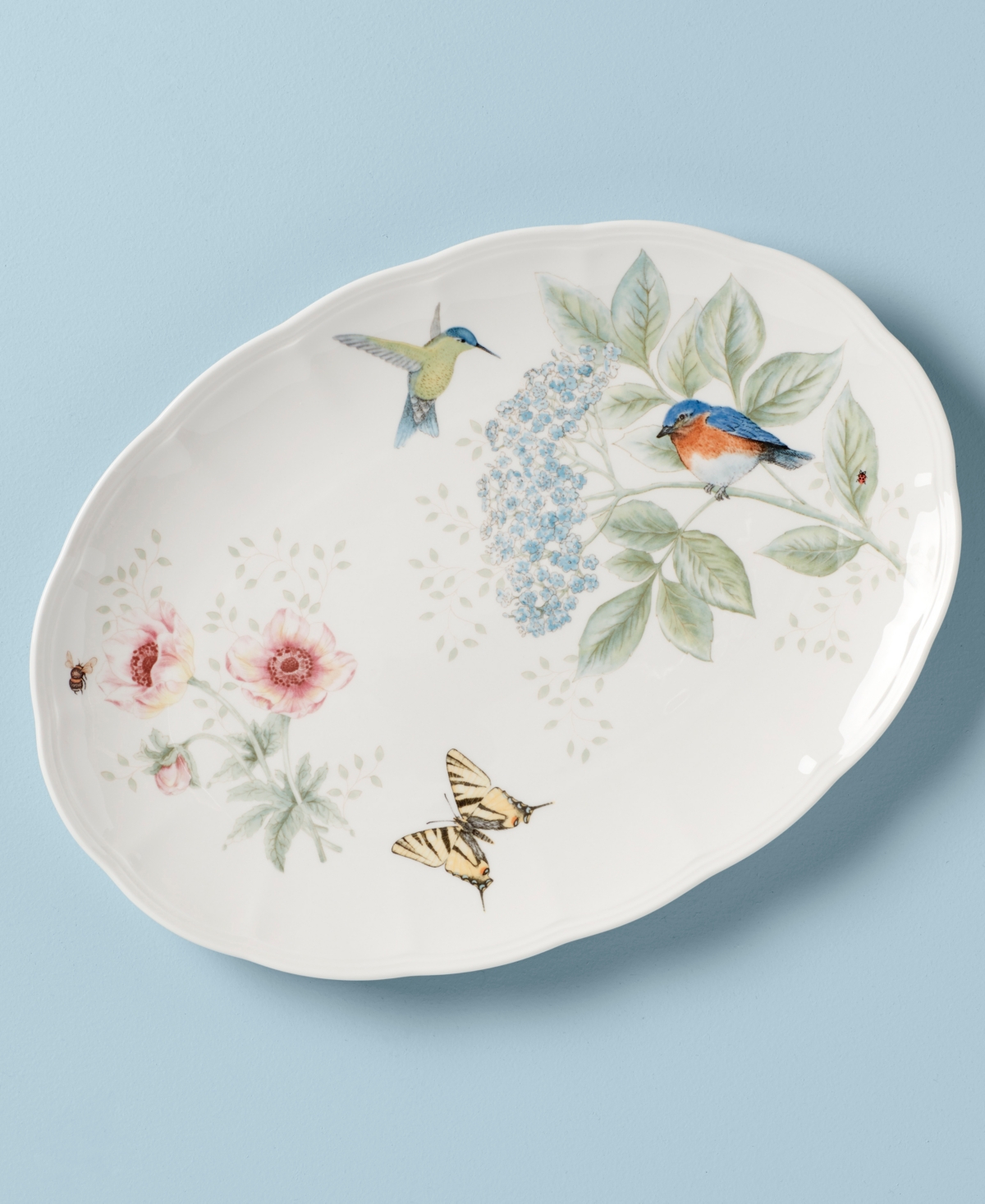 Lenox Butterfly Meadow Flutter Bluebird Oval Platter, 16"
