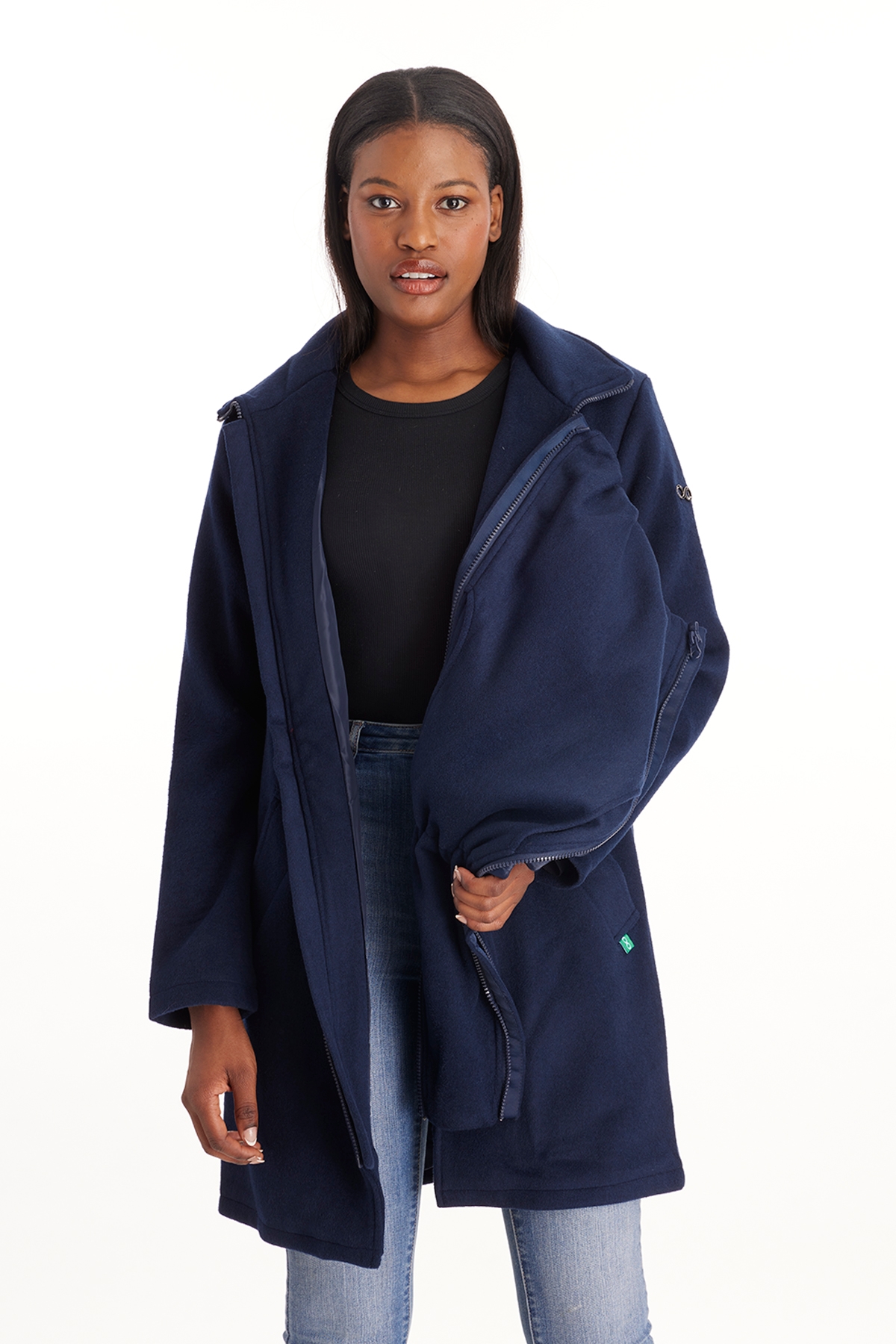 Maternity Khloe - 3in1 Wool Coat Semi-Fitted - Navy
