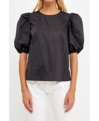 Women's Poplin Puffed Sleeve Top