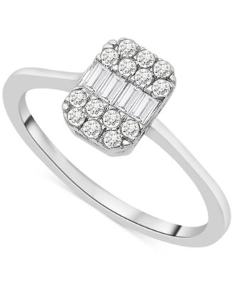 Audrey by Aurate - Diamond Round & Baguette Cluster Ring (1/3 ct. t.w.) in 14k White Gold