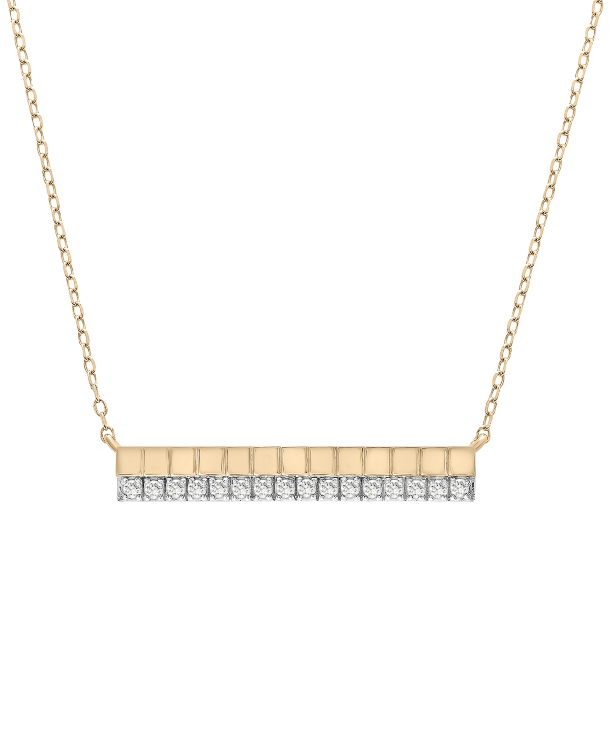Diamond Textured Bar 18" Pendant Necklace (1/6 ct. t.w.) in Gold Vermeil, Created for Macy's - Gold Vermeil