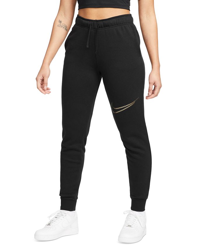 Nike Womens Club Fleece Pant, Black / Black / White