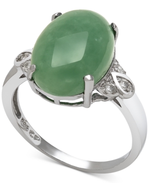 image of Dyed Jade (10mm) and Diamond (1/10 ct. t.w.) Ring in Sterling Silver