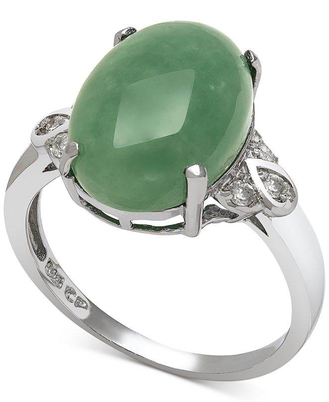  Macy s  Dyed Jade  10mm and Diamond 1 10 ct t w Ring  