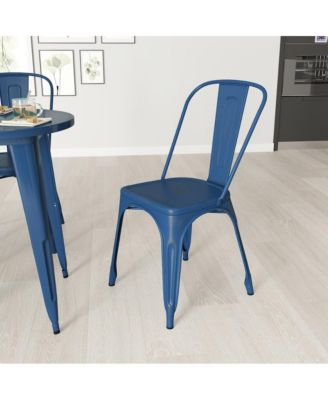 Banks Indoor/Outdoor Stacking Metal Dining Chair With Single Slat Back And Distressed Powder Coated Finish