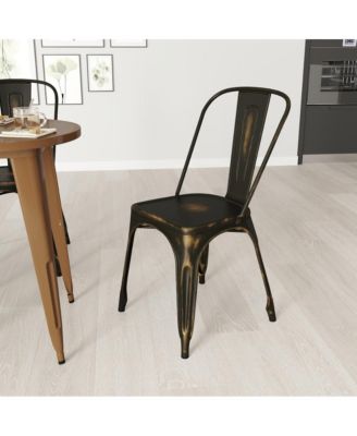 Banks Indoor/Outdoor Stacking Metal Dining Chair With Single Slat Back And Distressed Powder Coated Finish