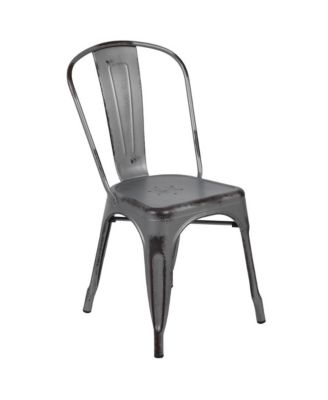 Banks Indoor/Outdoor Stacking Metal Dining Chair With Single Slat Back And Distressed Powder Coated Finish
