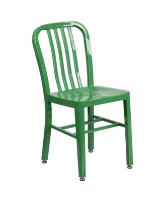 Santorini 18 Inch Galvanized Steel Indoor/Outdoor Dining Chair With Slatted Back And Powder Coated Finish
