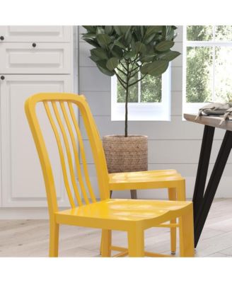 Santorini 18 Inch Galvanized Steel Indoor/Outdoor Dining Chair With Slatted Back And Powder Coated Finish