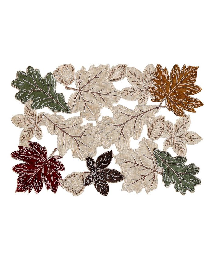 Elrene Happy Fall Leaves Cutwork Allover Rectangle Placemat Macy's