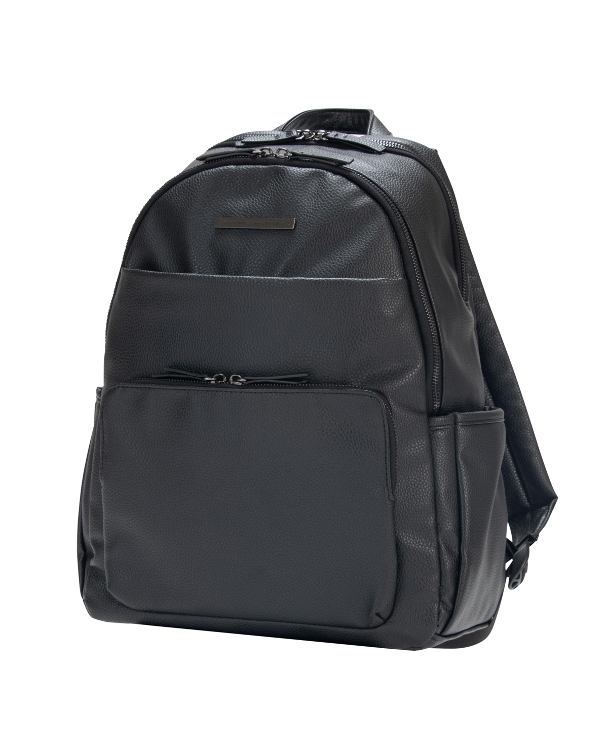 Double Compartment Faux Leather Women's 15" Laptop Fashion Backpack - Black