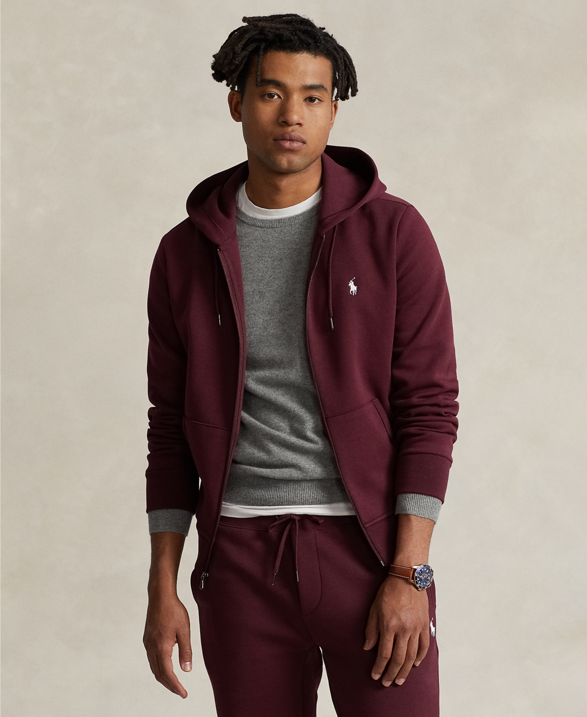 Polo Ralph Lauren Men s Double Knit Full Zip Hoodie Harvard Wine Smart Closet