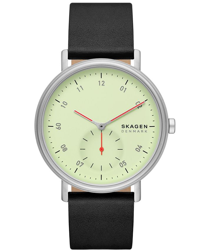 Skagen Men s Kuppel Quartz Three Hand Black Leather Watch 44mm