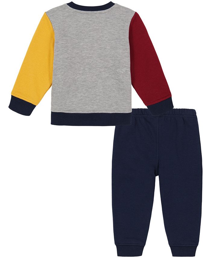 Tommy Hilfiger Baby Boys Multi-Color Block Logo Crewneck Sweatsuit, 2 ...