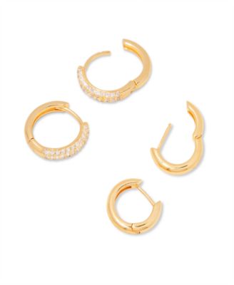 "14k Gold" Cecile Cubic Zirconia Earring Set, 4 Piece